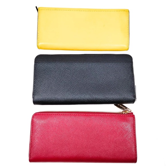 YOU GET 3 Michael Kors Long Wallet Set of 3 Blk, yellow & red like new - Picture 3 of 17